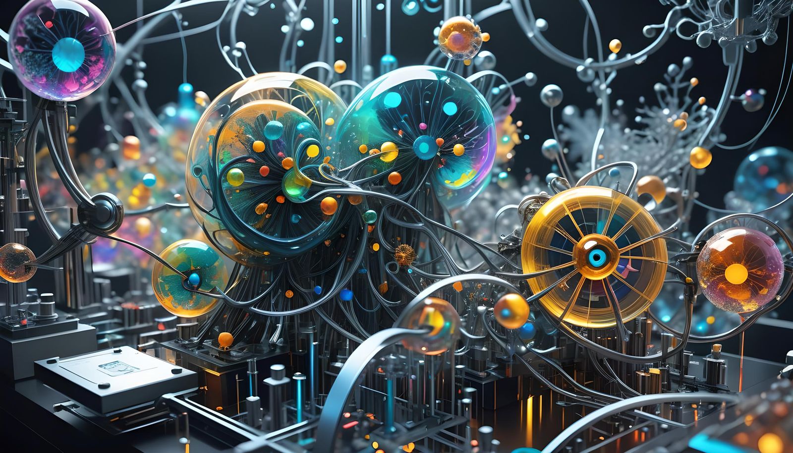 Abstract Quantum Test Setup with Fluorescent Fractals