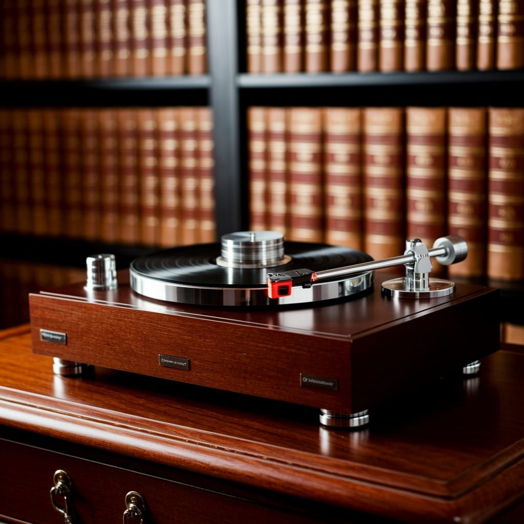 Vintage AI Turntable Stereo System in Warm Lighting