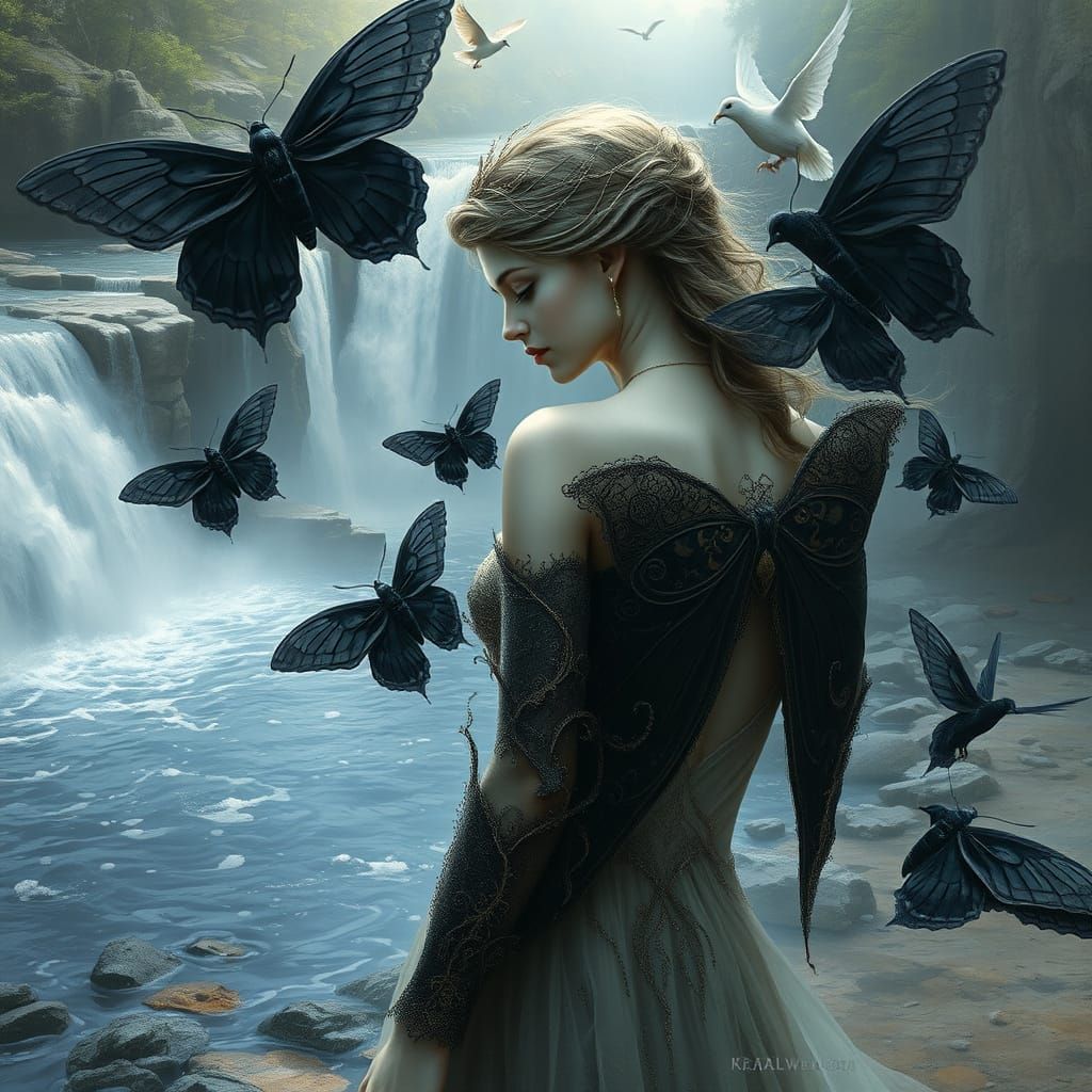 Princess and Moth Vortex by Waterfall