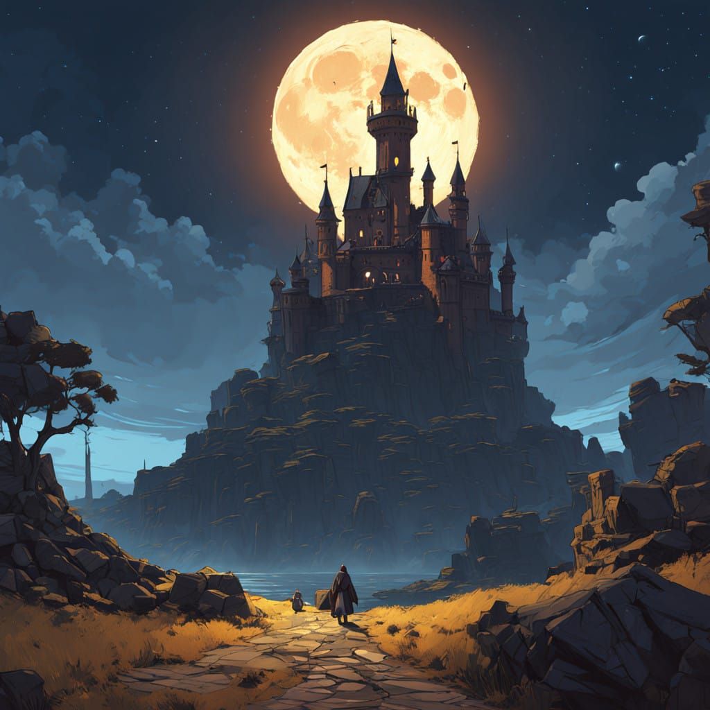 Ethereal Castle Under Celestial Light