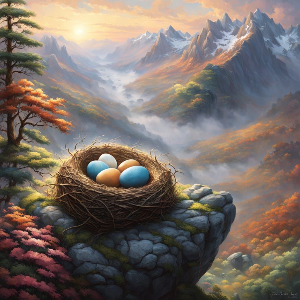 Dragon's Treasure Nest Amidst Majestic Mountains