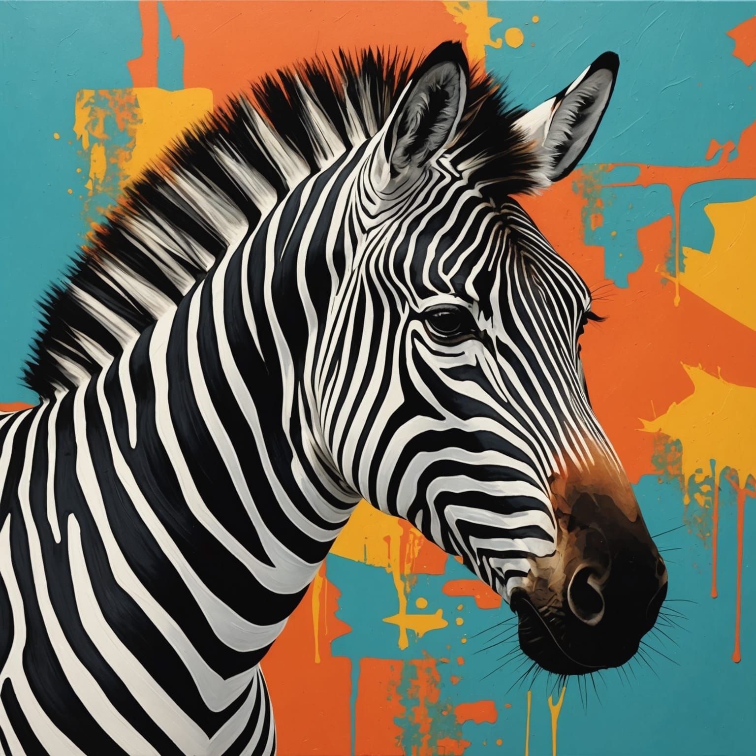 Abstract Zebra Art in Complementary Colors