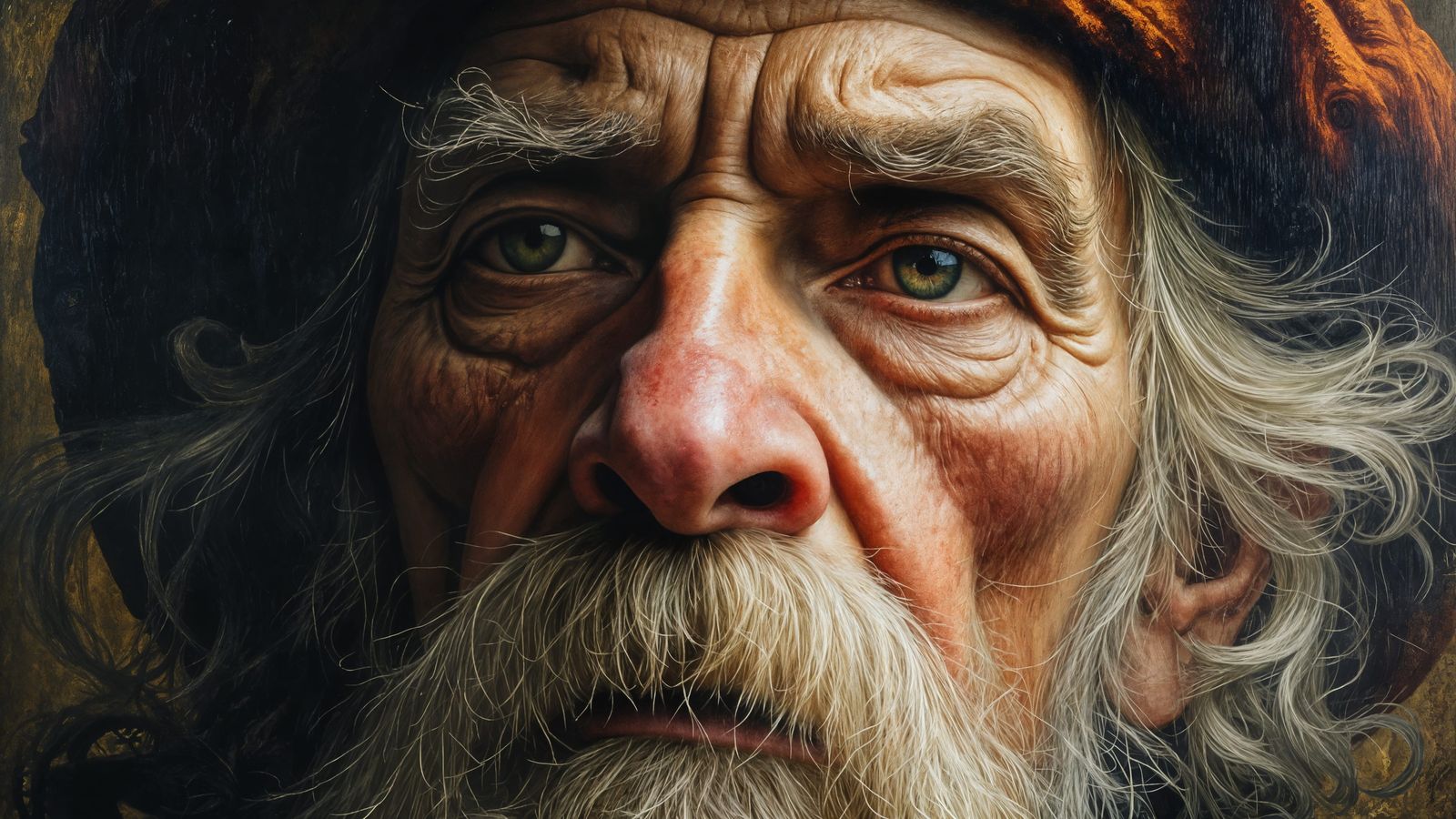 Tired Old Emperor Portrait in Romantic Style