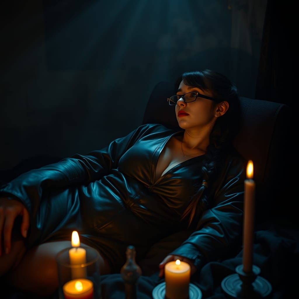 Mystical Shibby Chic Woman in Velvety Darkness