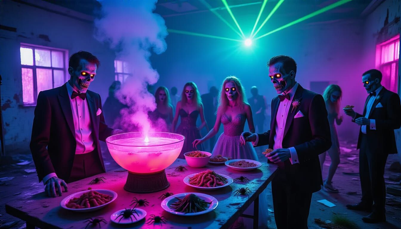 Zombie Rave Dance Party in Abandoned High School Gym