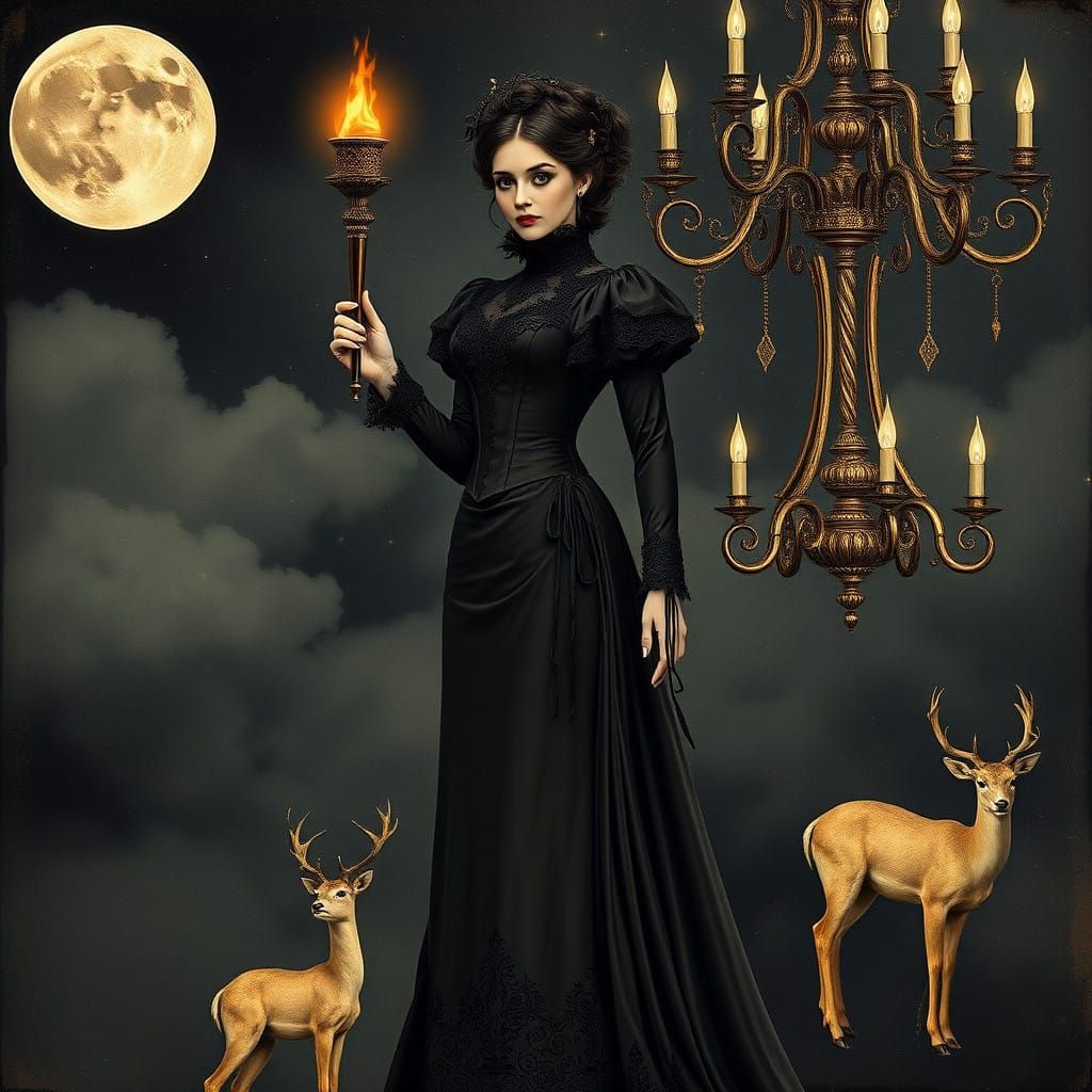 A woman with a ruff and a torch