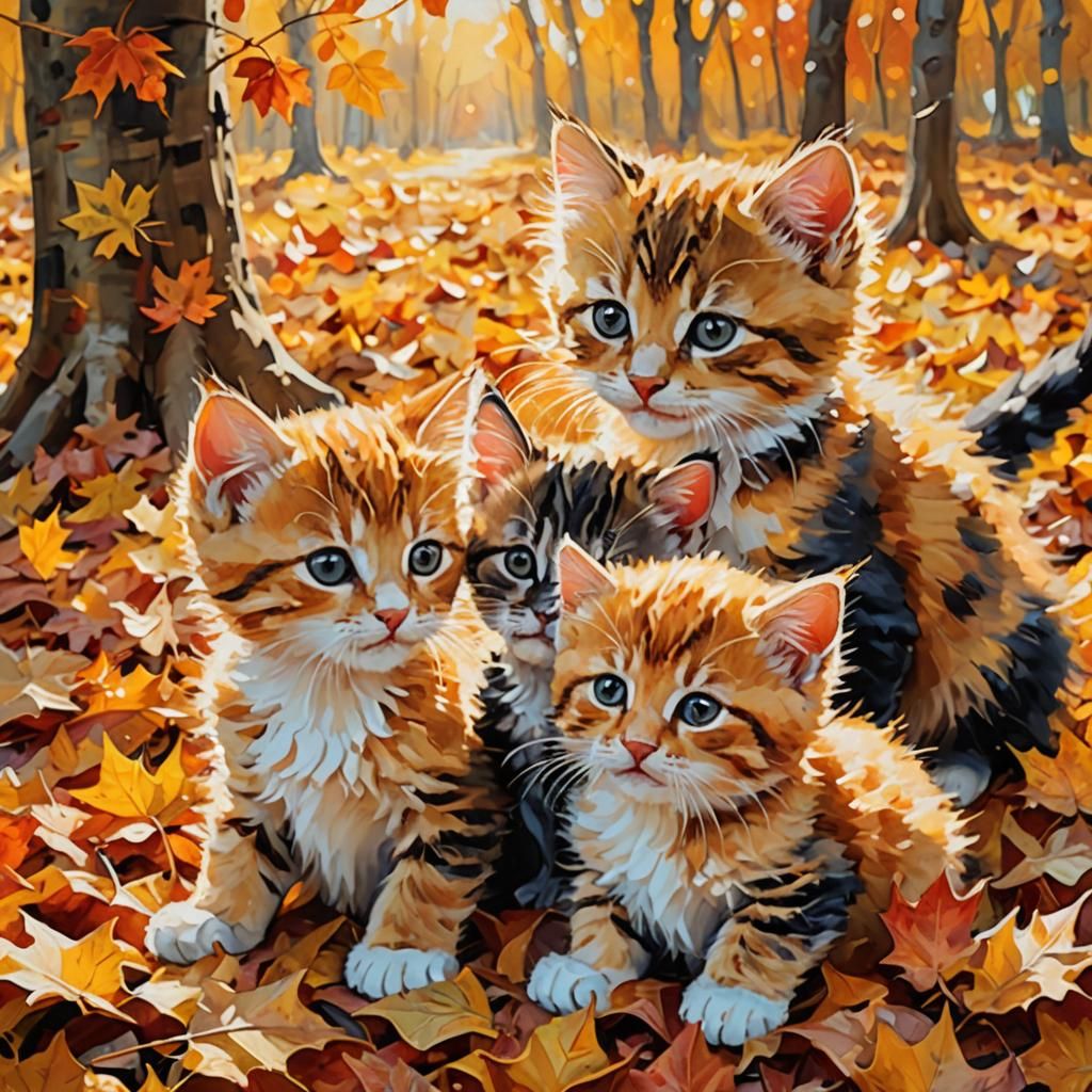 Kittens in autumn