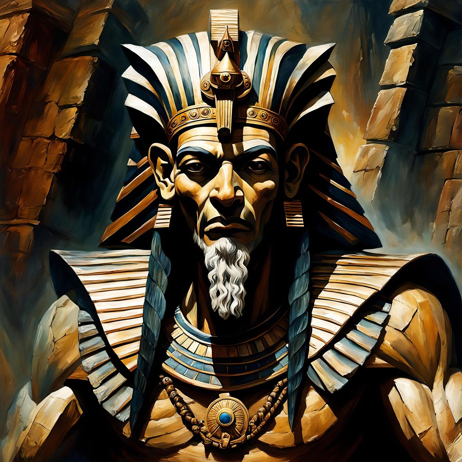 Furious Pharaoh: Impasto Painting of Ancient Egypt