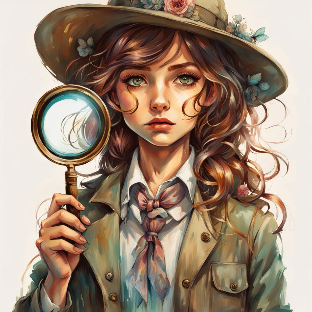 Whimsical Young Detective with Magnifying Glass