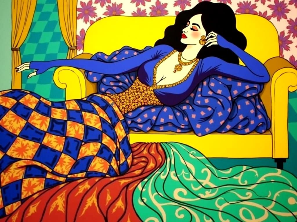 The odalisque dressed in colorful gingham