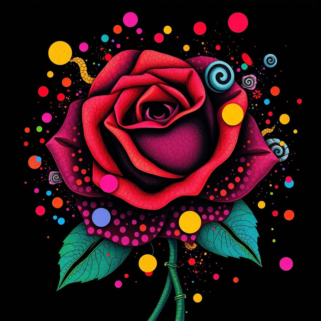 Polka Dot Rose in Abstract Cubism Style