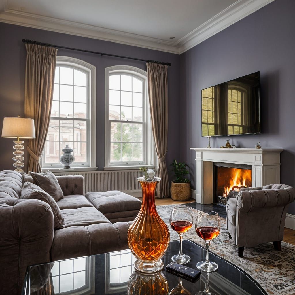 Luxury Vintage Living Room with Art Deco Crystal