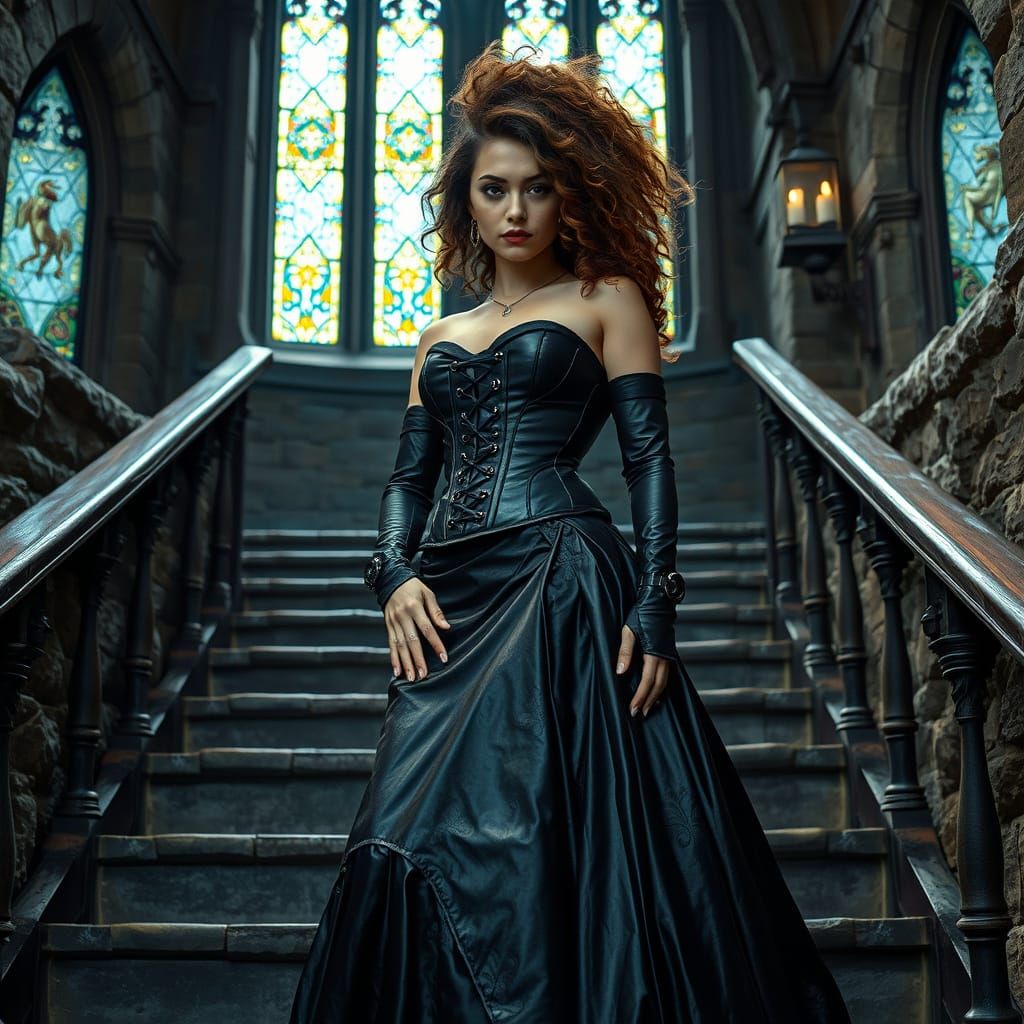 Heavy Metal Cinderella on Castle Stairs