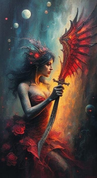 Gothic Romanticism: A Film Noir Oil Painting