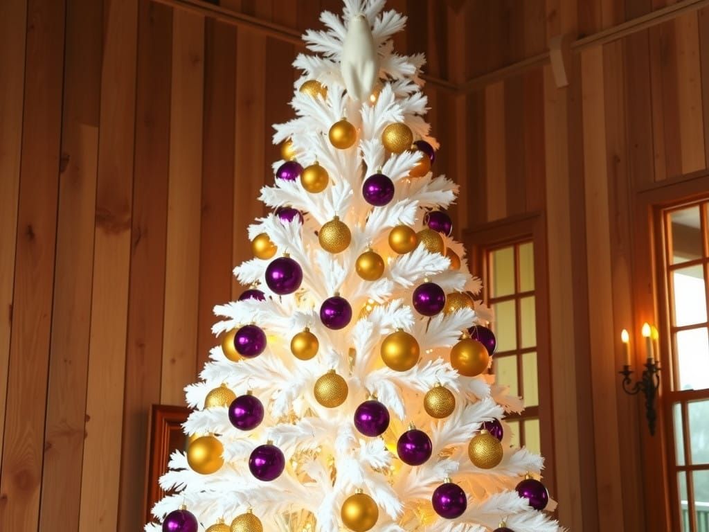 Christmas Tree in Warm Winter Woodland Scene