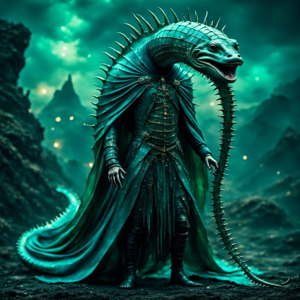 Anthropomorphic Eel-Vampire in Hyperrealistic Style