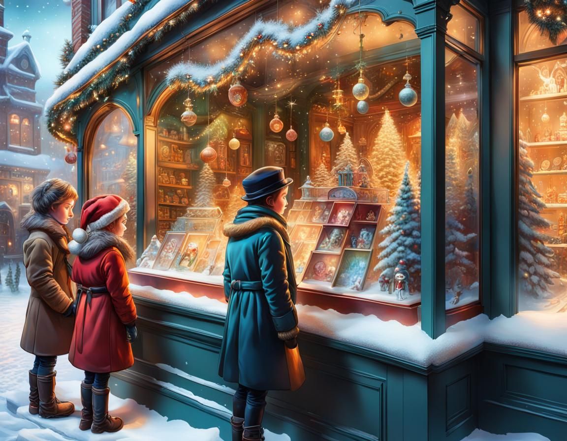 Victorian Christmas Toy Store Window Display