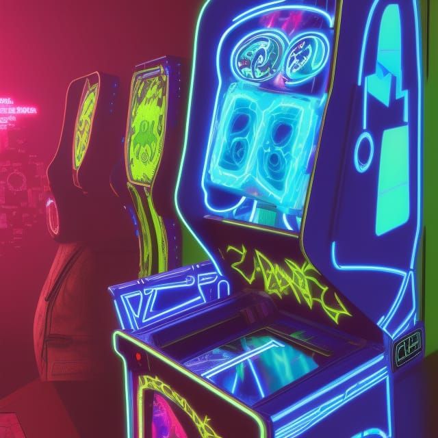 Cosmic Arcade Machine in Cyberpunk Style