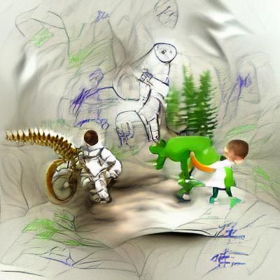 Dinosaur and Astronaut Steampunk Adventure