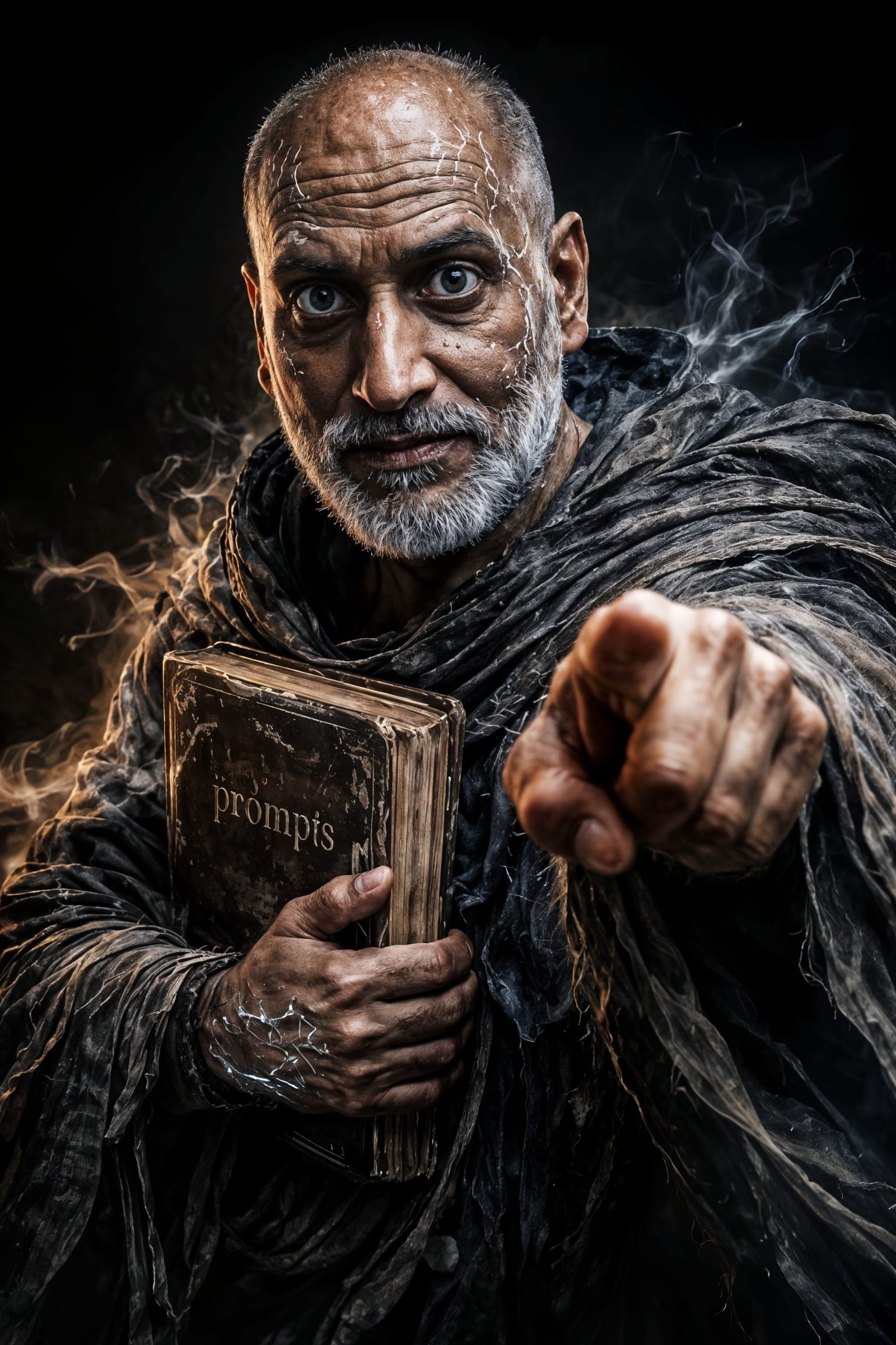 Subject with Plasma Runes and Ancient Book