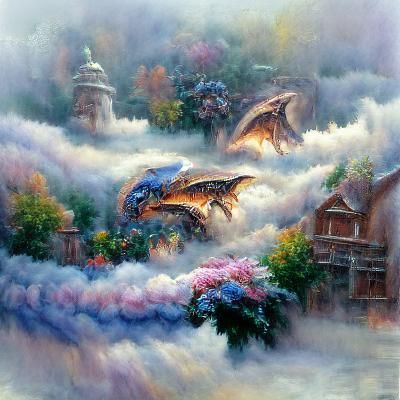 Ethereal Dragons in a Hyperdetailed Fantasy Landscape