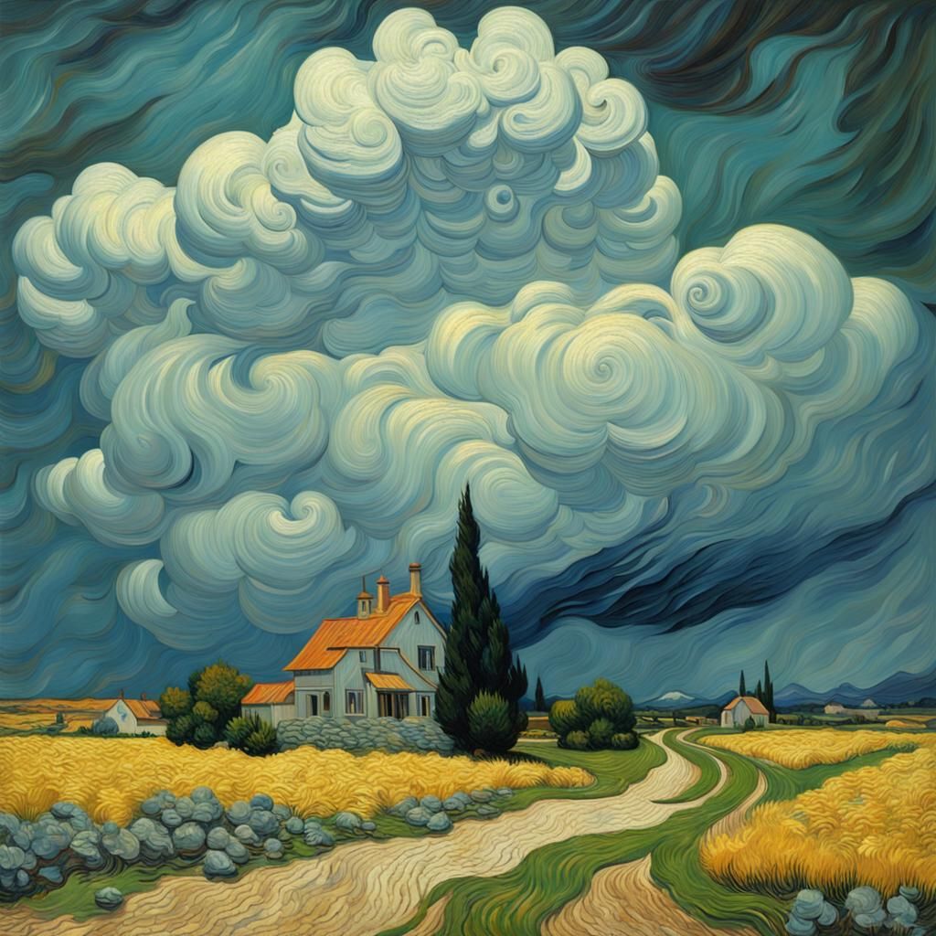 Hyperrealistic Thundercloud in Van Gogh Style