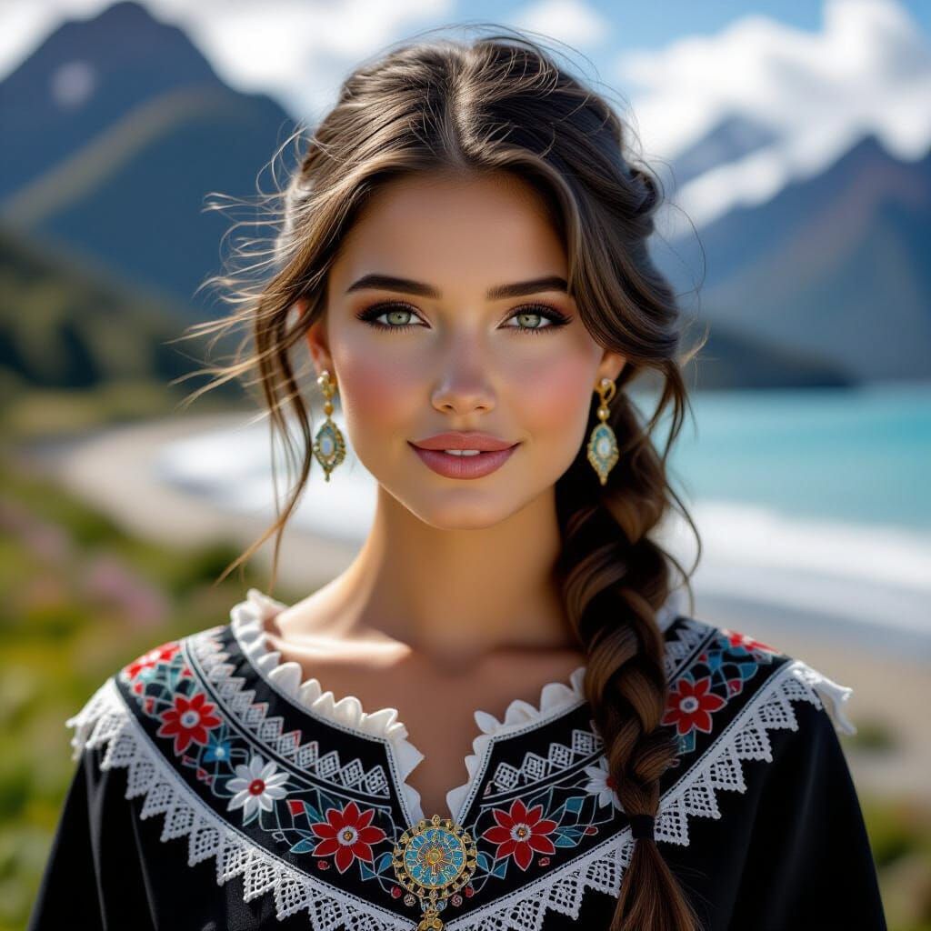 Woman in Traditional New Zealand Clothing