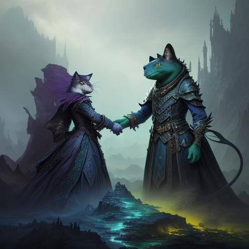 Cat and Frog: A Fantastical Handshake