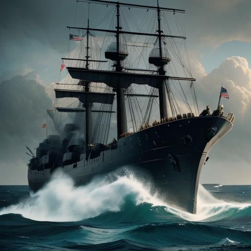 Epic Naval War Scene in Cinematic Style