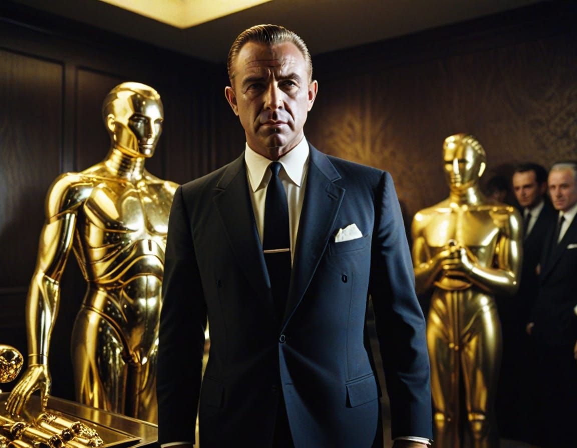 Golden Film Icon Revealed in Cinematic Style