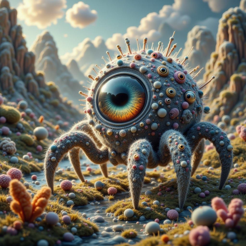 Alien Invasion on Fuzzy Planet with Many-Eyed Spider-like Cr...