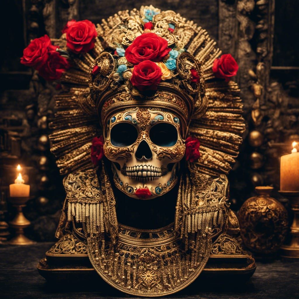 King Tut sugar skull Día de los Muertos