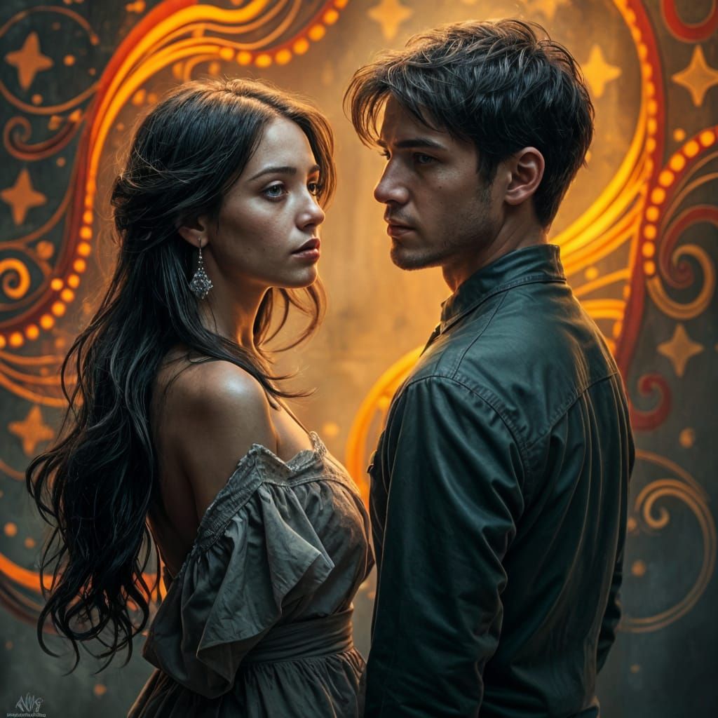 Sad Goodbye in Vibrant, Hyperrealistic Style