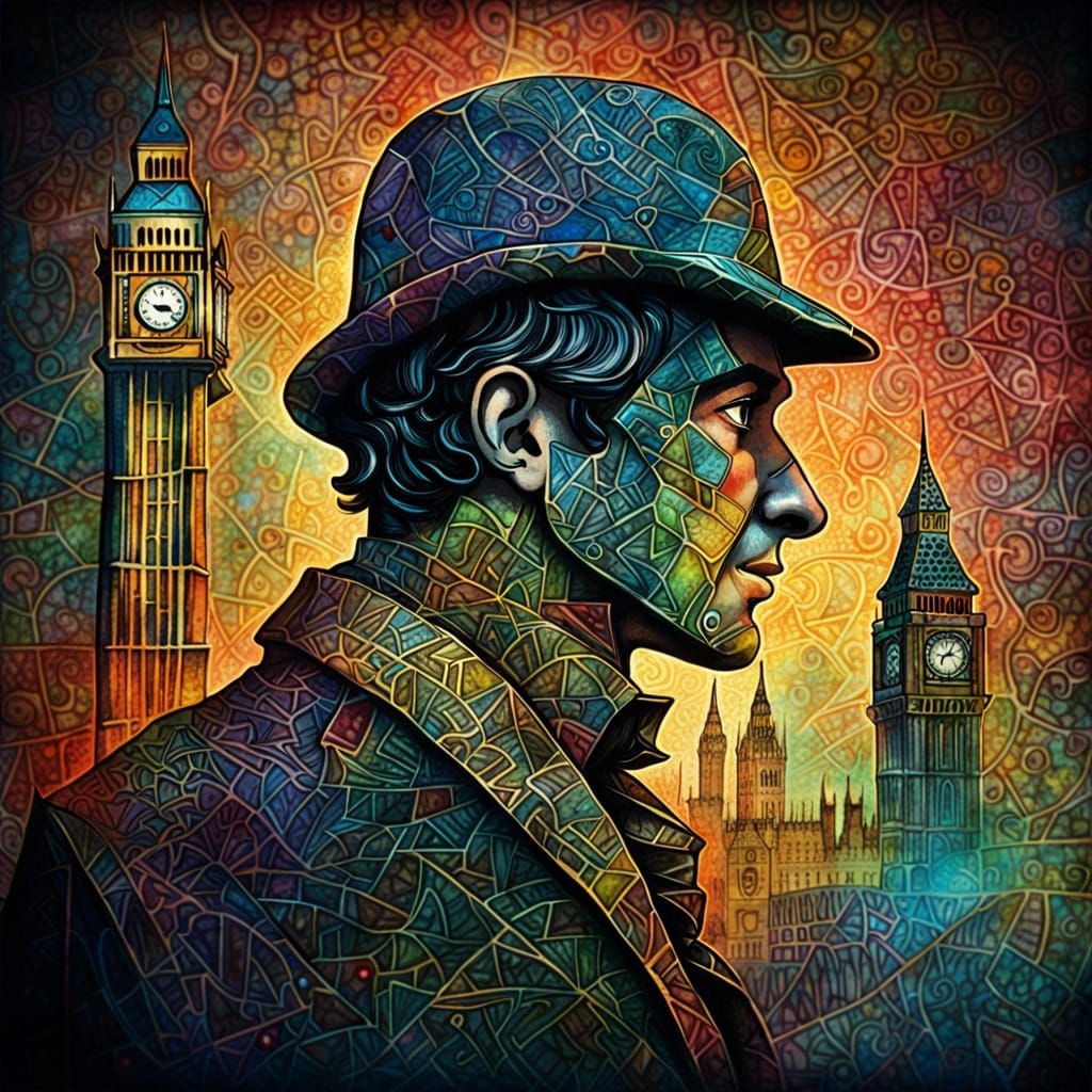 Sherlock Holmes in Glowing London Street Scene