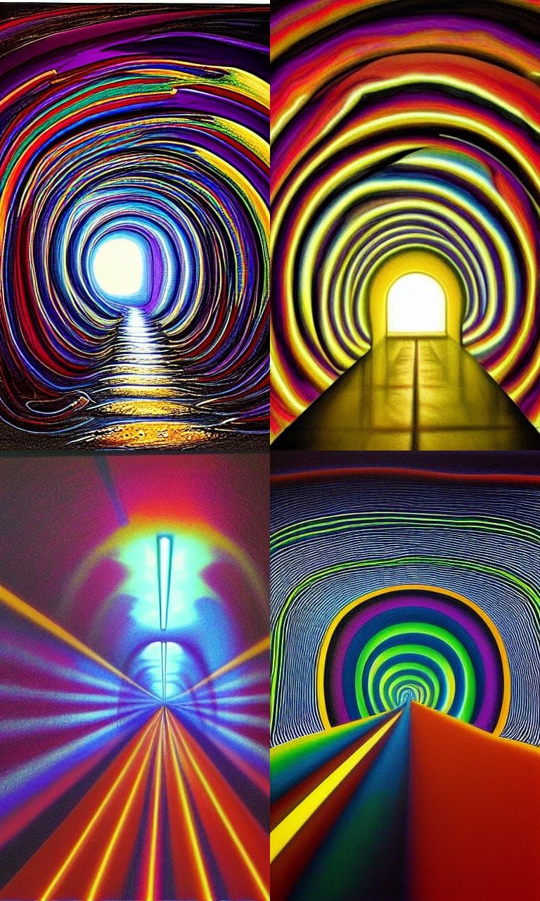 Psychedelic Light at Tunnel's End: Hyperrealistic Art