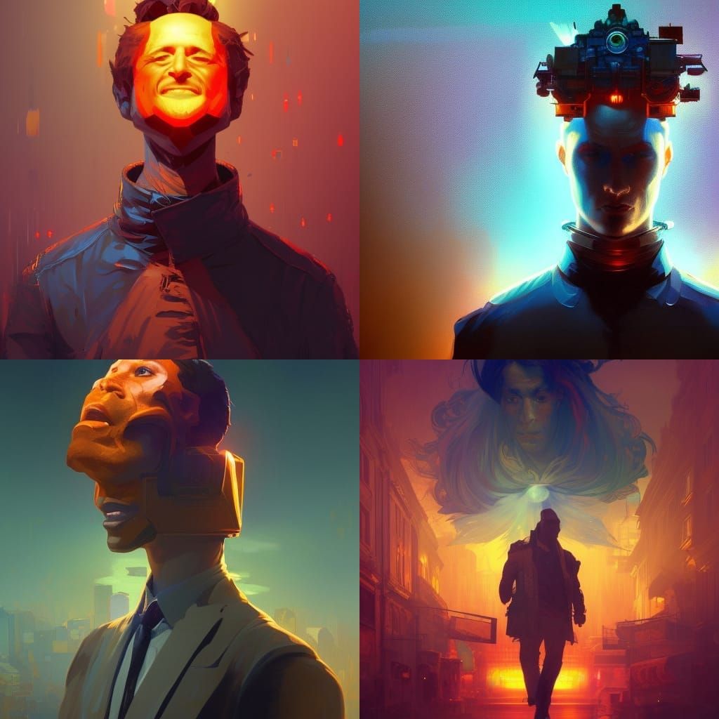 Man with Television Head: Hyperdetailed Concept Art