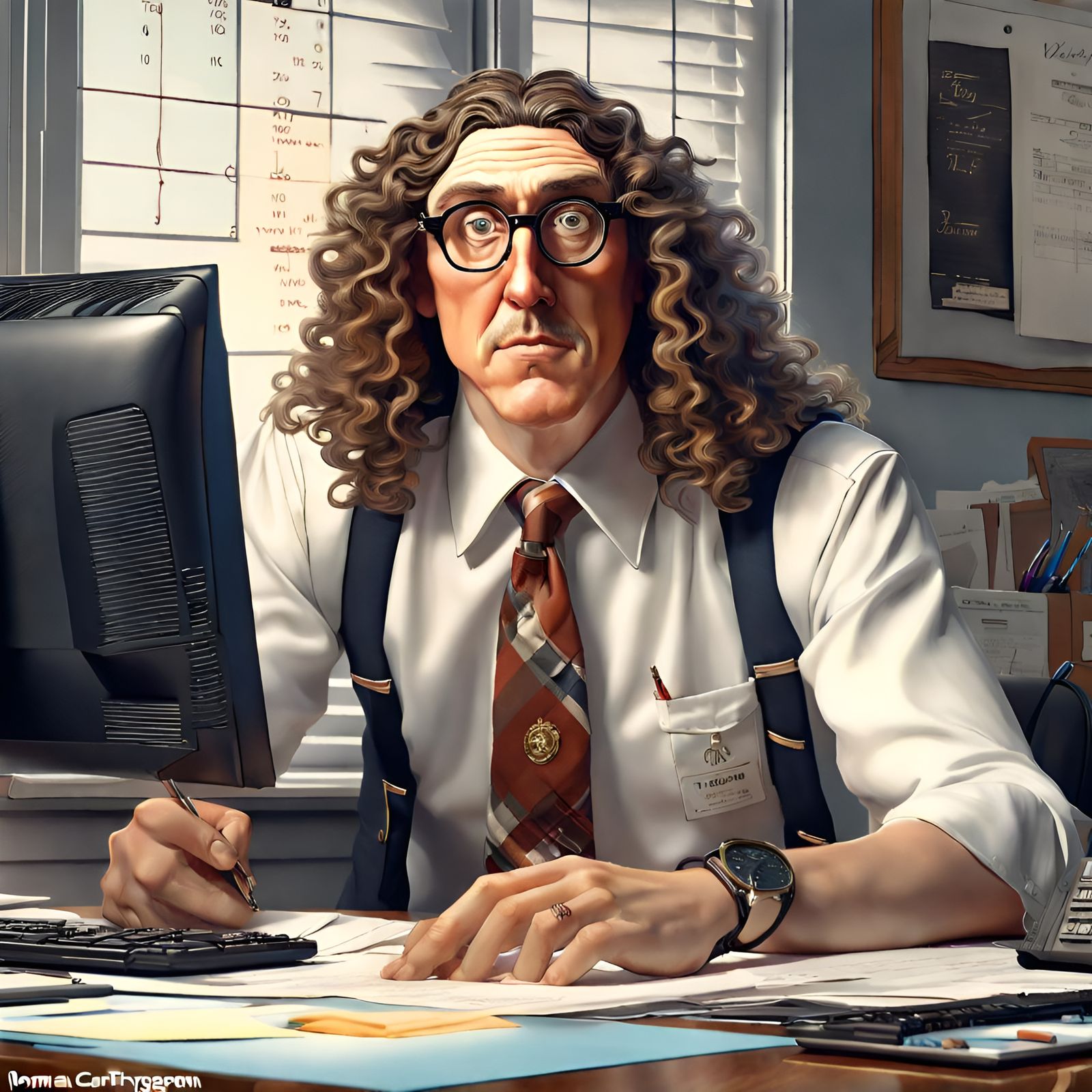 Weird Al as Accountant: Detailed 3D Portrait