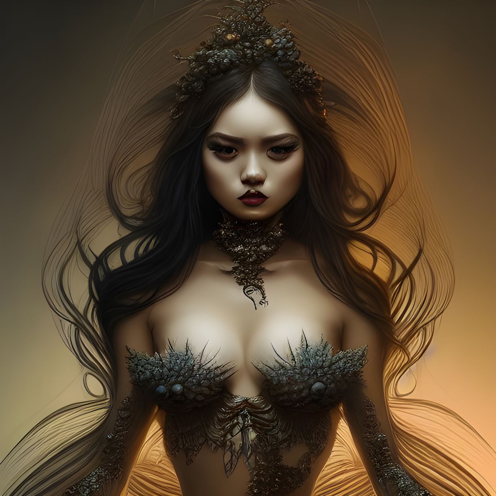 Elegant Asian Mermaid Digital Illustration