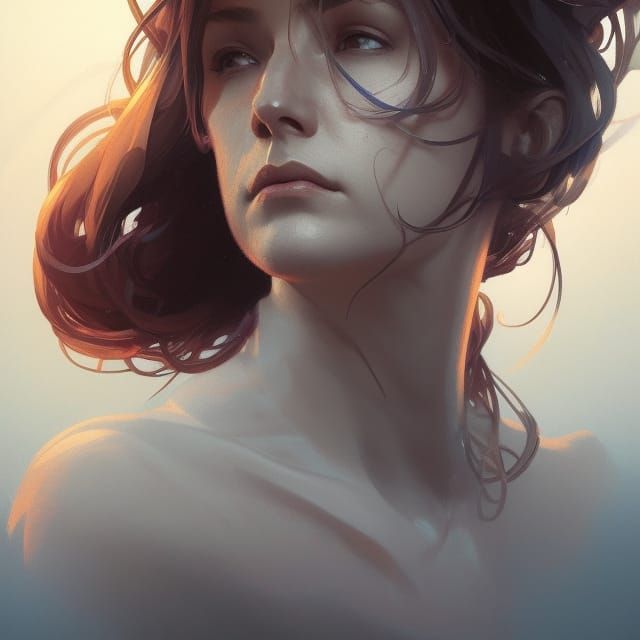 Detailed Portrait of Woman Scientist in Art Nouveau Style