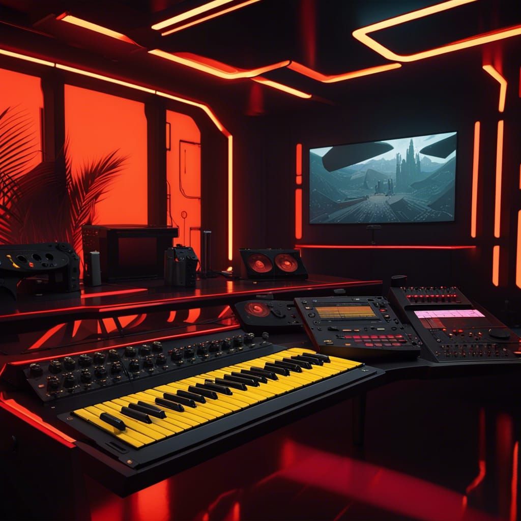 Cyberpunk Castle on Mars with Music Studio