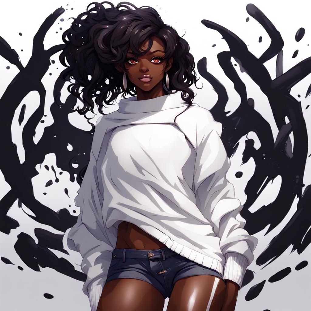 Dark Fantasy Anime Girl Posing in Splash Art Style