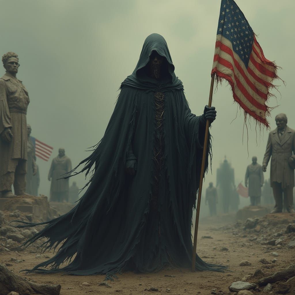 The Grim Reaper of Democracy in a Dystopian Landscape