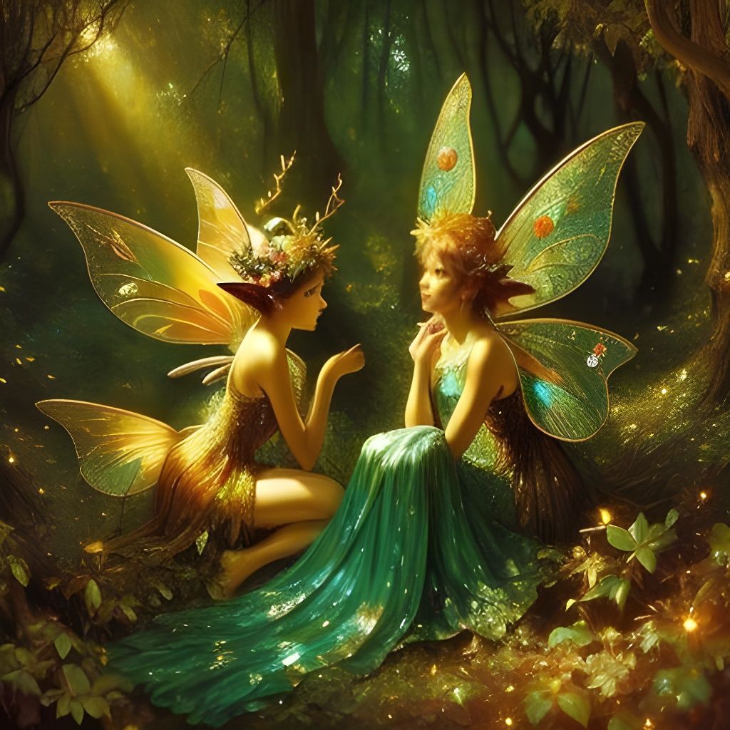 Gilded Forest Fairies in Shimmering Abyss