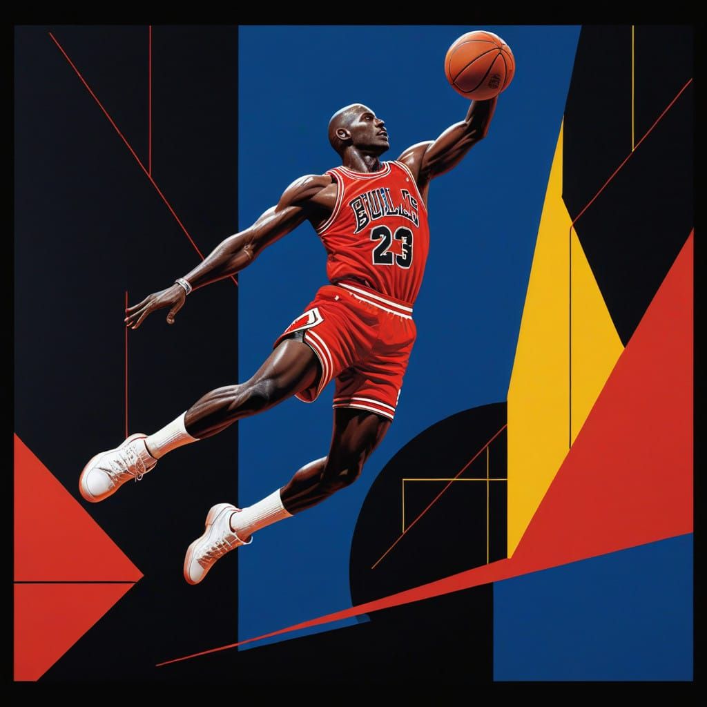 Michael Jordan in Bold, Graphic Pop Art Style with Triadic C...