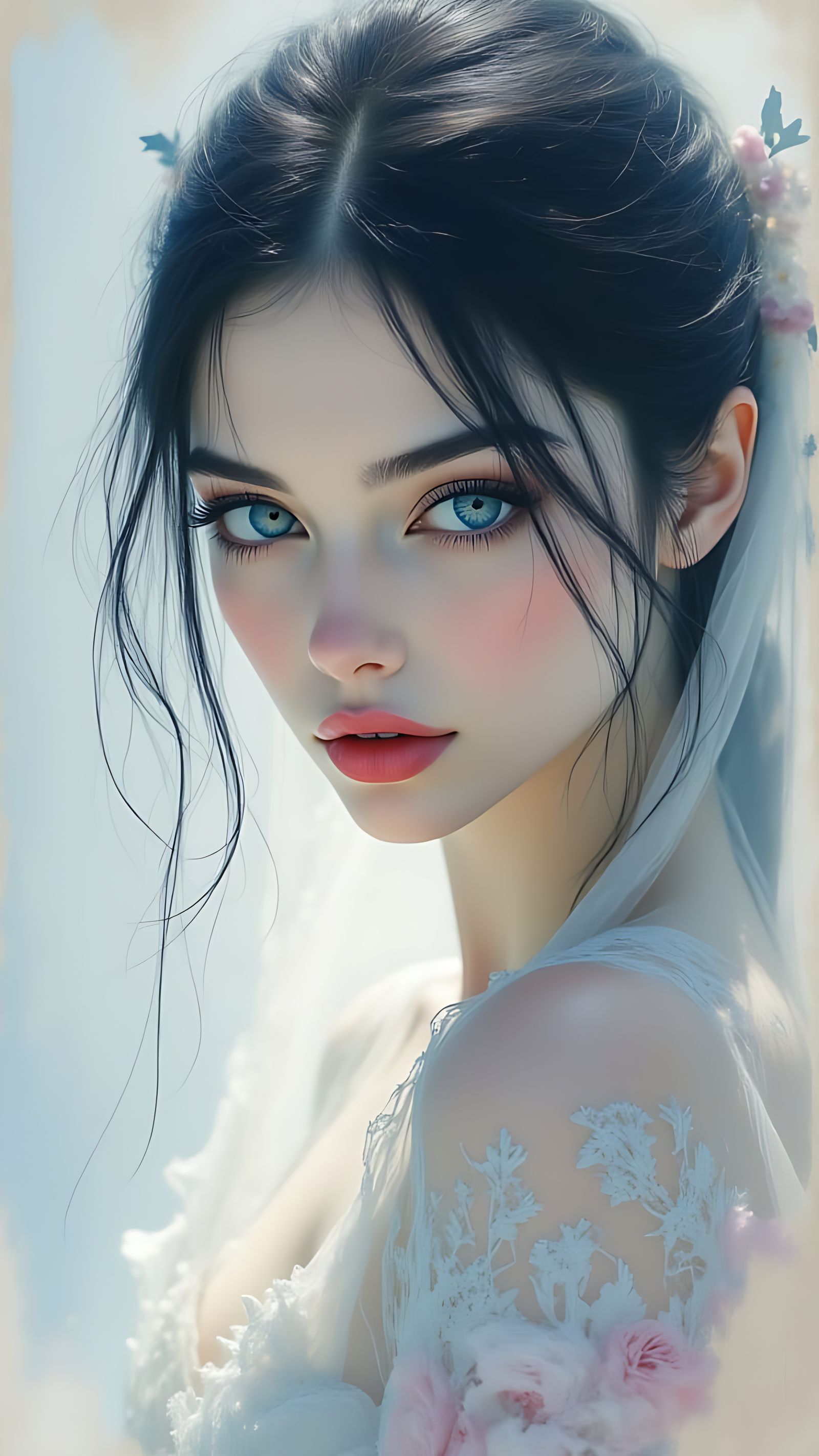 Surreal Pastel Portrait of a Dreamy Bride