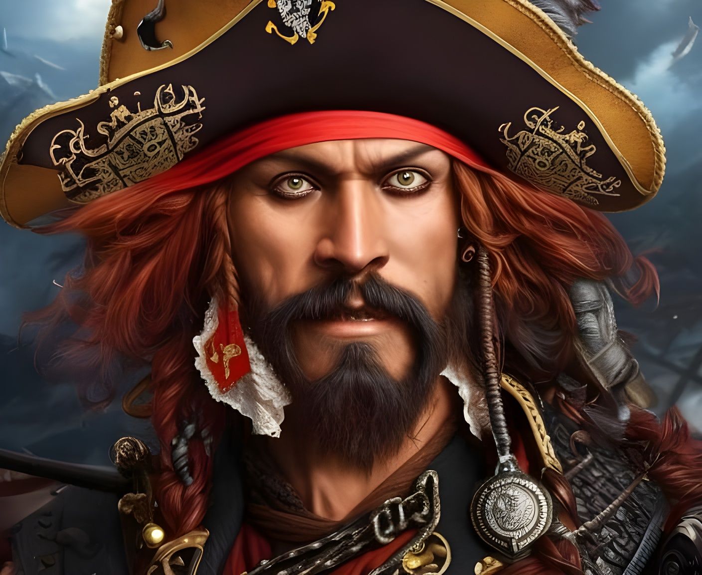 Steampunk Pirate Portrait in Hyperdetailed Digital Art