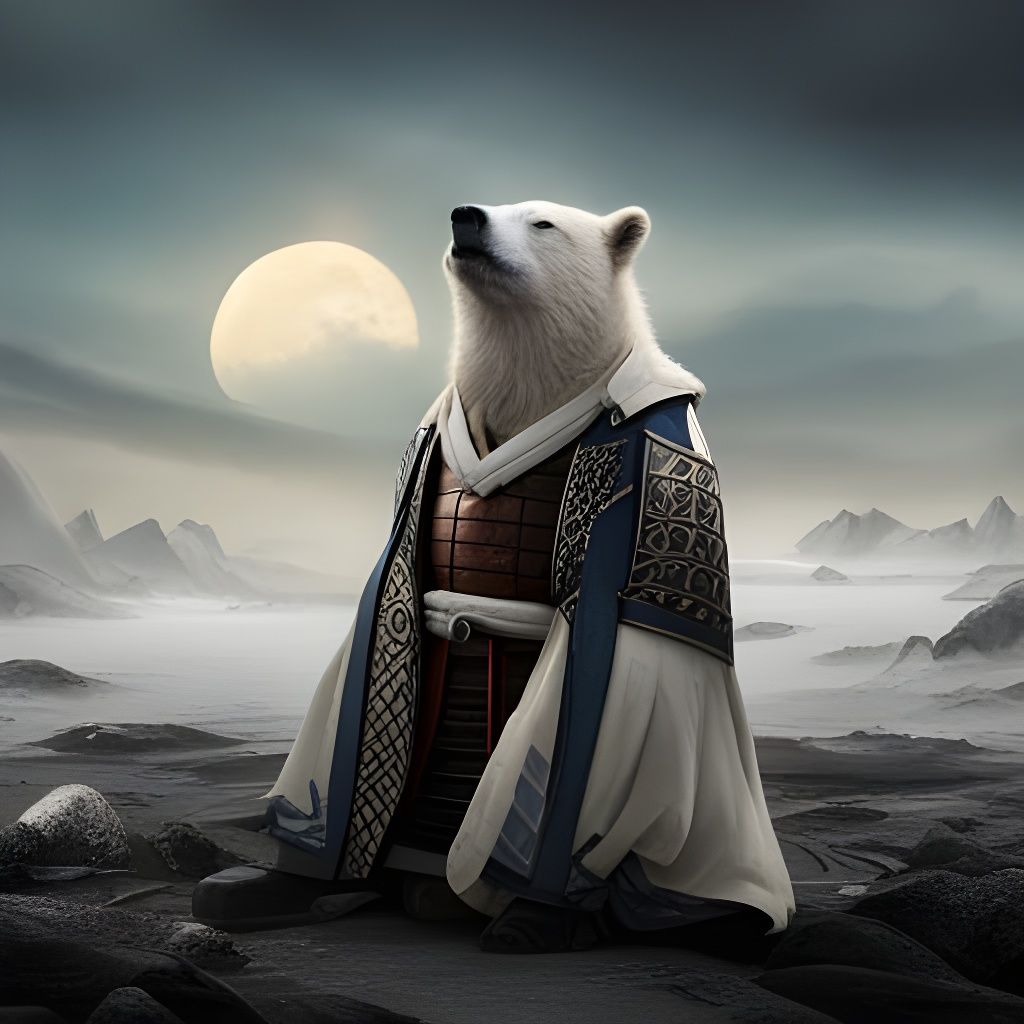 Samurai Polar Bear in Armor