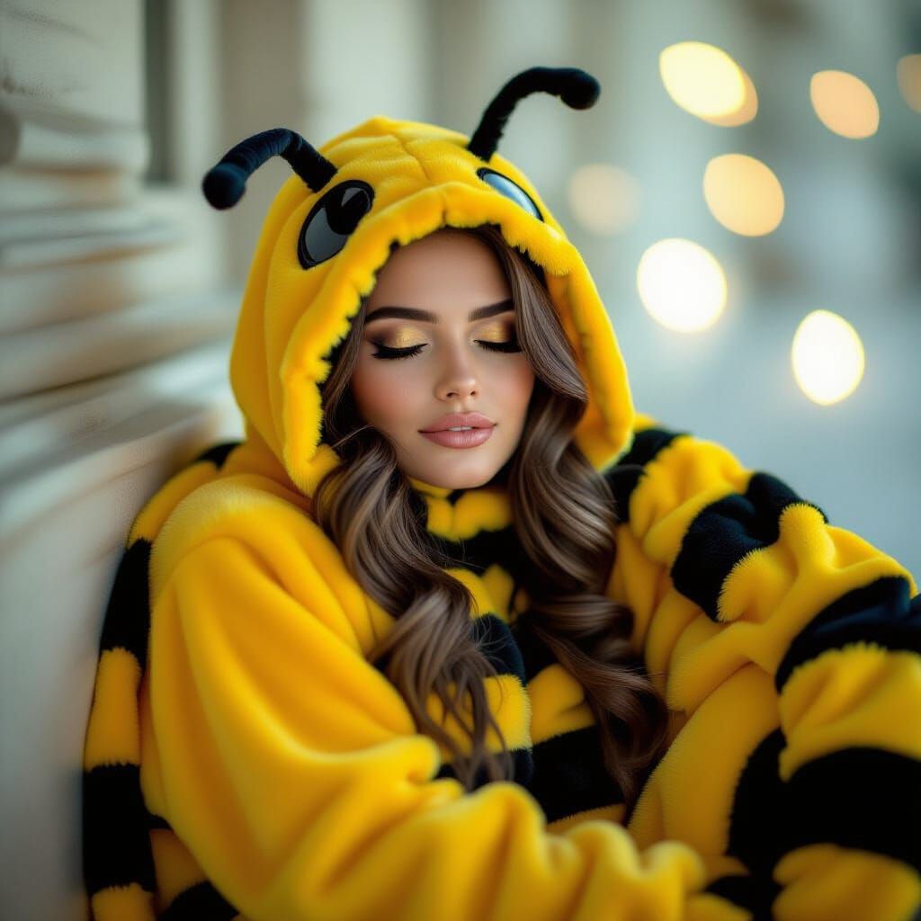 Woman in Bee Costume Portrait with Bokeh