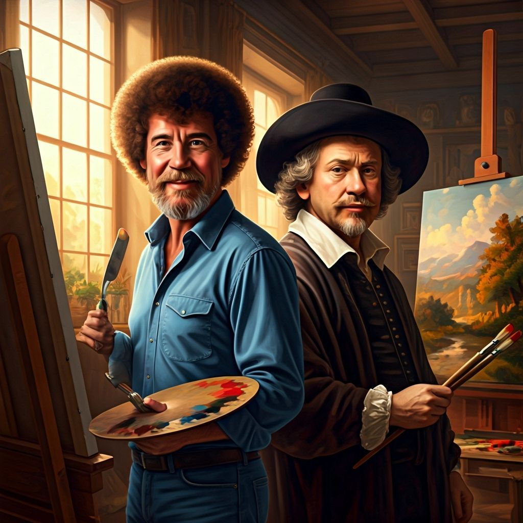 Bob Ross & Rembrandt in Studio: Masterful Artistry