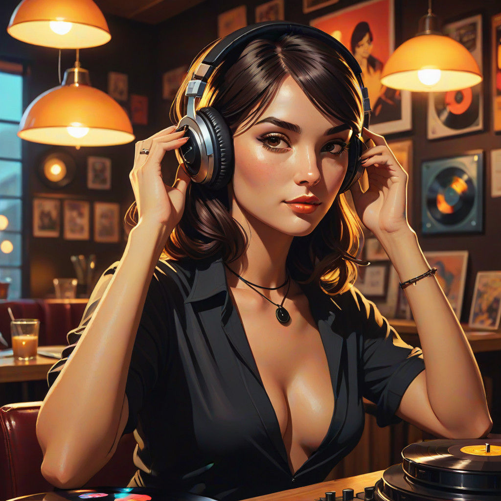 Sultry Ibiza Café Scene in Dan Mumford Style